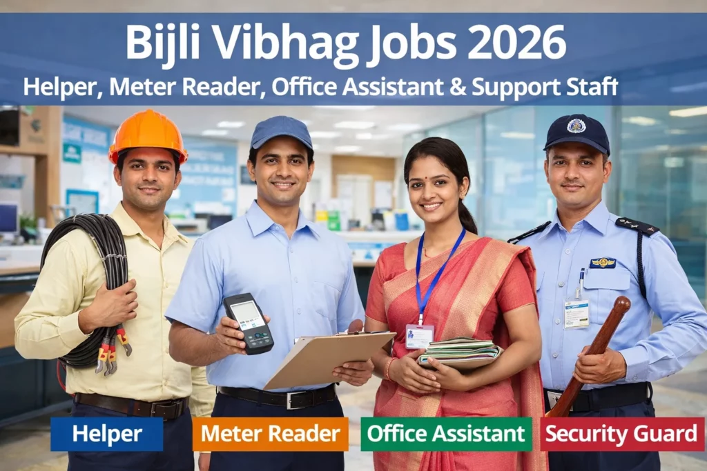 Bijli Vibhag Jobs 2026: Helper, Meter Reader, Office Assistant & Support Staff Recruitment