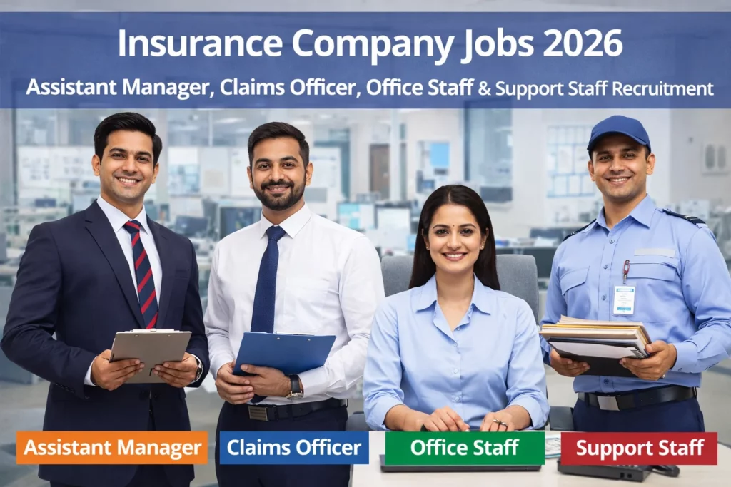 Insurance Company Jobs 2026 – Assistant Manager, Claims Officer, Office Staff & Support Staff Recruitment