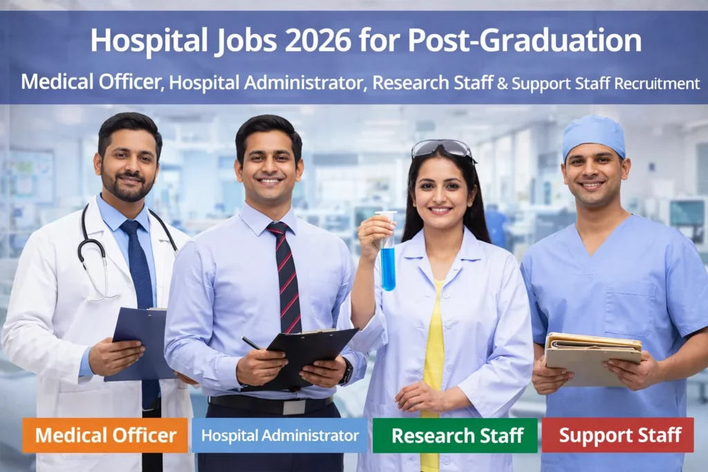 Hospital Jobs 2026 for Post-Graduation – Medical Officer, Hospital Administrator, Research Staff & Support Staff Recruitment